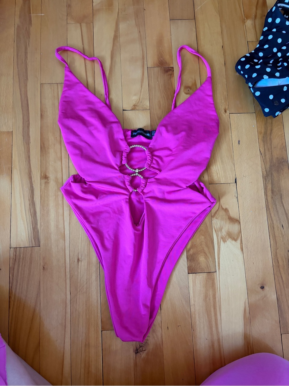 Hot Pink Cutout One-Piece Swimsuit with Ring Detail